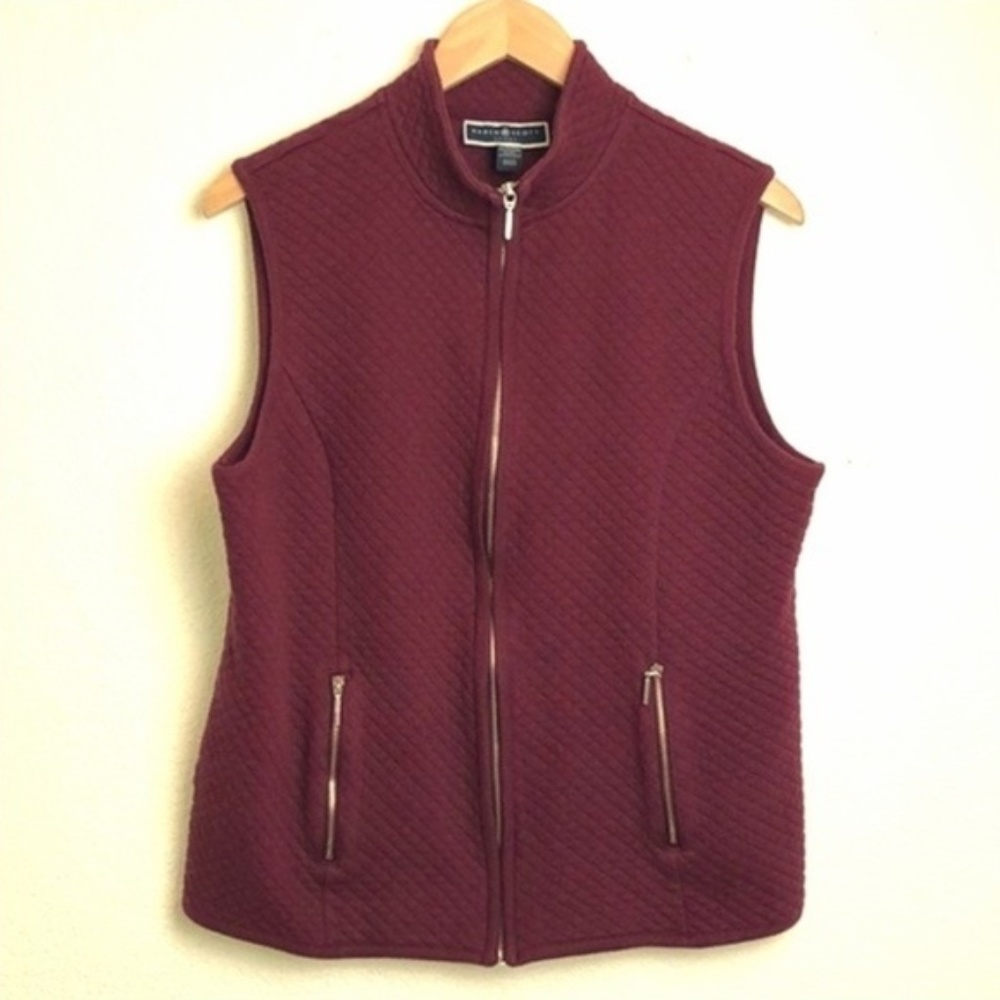 Karen Scott Sport Maroon Quilted Full Zipper Vest